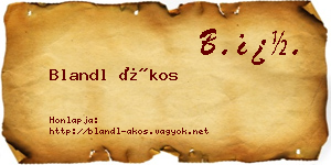Blandl Ákos névjegykártya